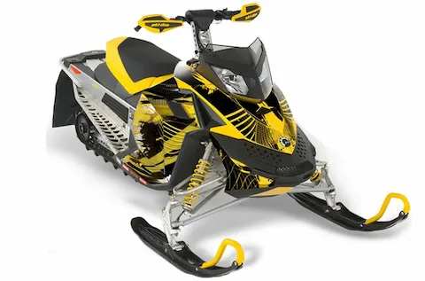 Ski-Doo Rev XP sled with the Carbon X graphic kit
